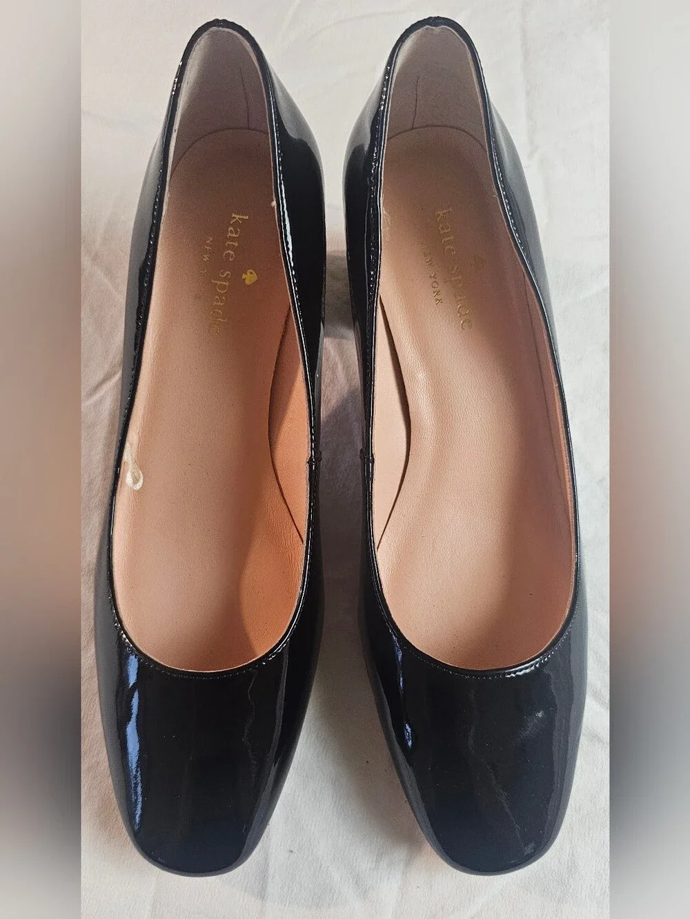 Kate Spade New York Dolores Patent Leather Pumps with Glitter Block Heels